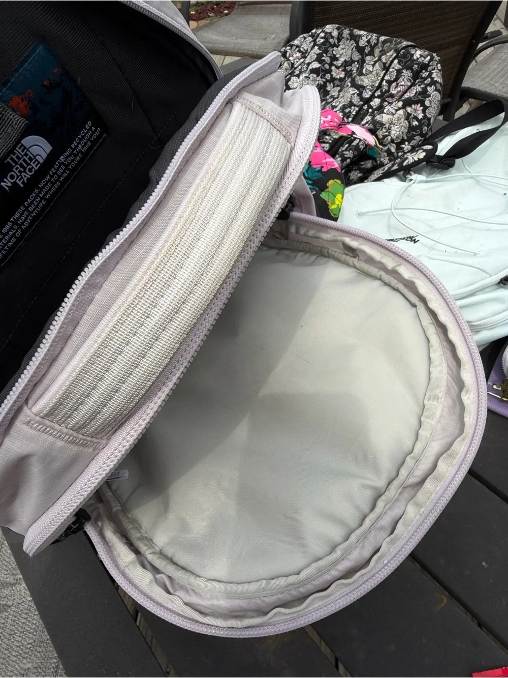 The North Face Kids Light Pink Backpack with Bungee Front